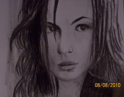 Old charcoal drawing, Kate Beckinsale