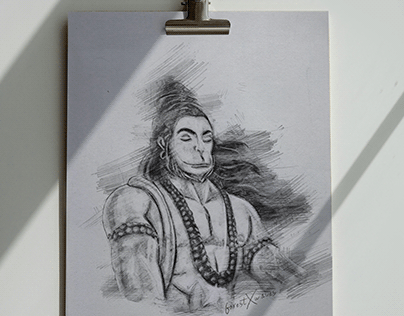 Sketch of Lord Hanuman, Embodiment of Strength.