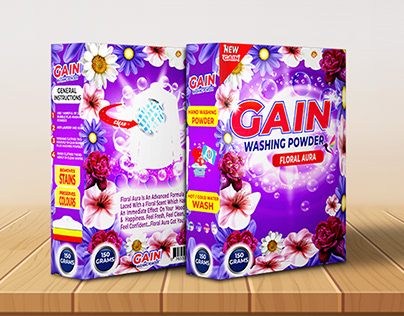 Floral washing powder packaging design