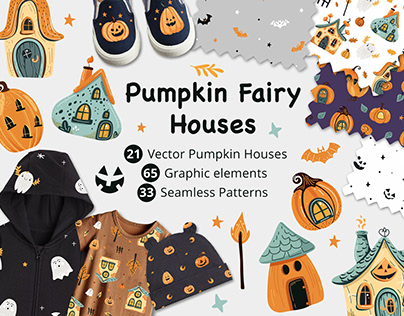 Pumpkin Fairy Houses I Kids illustrations