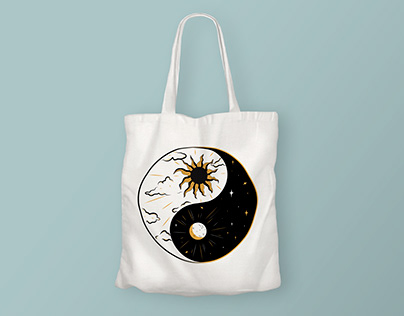 Yin/Yang Moon and Sun design - Tote and Sticker