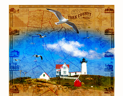 York County Maine map with Nubble Lighthouse