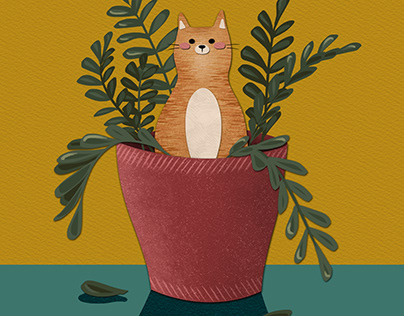 Cat in flower pot