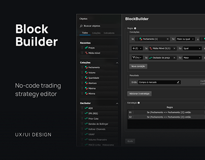 Block Builder - no-code trading strategy editor