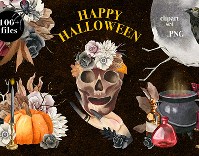 Halloween Horror Watercolor Clipart