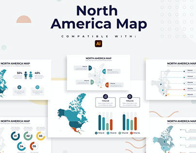 North America Map Illustrator Infographics