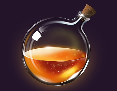 Magic Potion in a glass bottle, game Illustration