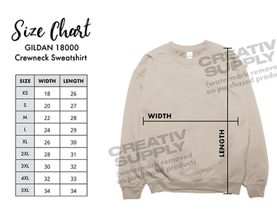 Size Chart Gildan Sweatshirt Etsy