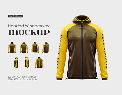 Hooded Windbreaker Mockup Set
