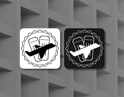 Flight ticket sales app icon for Black and White Theme