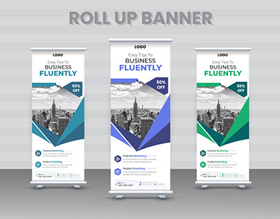 business roll up banner 3 template with 3 colors