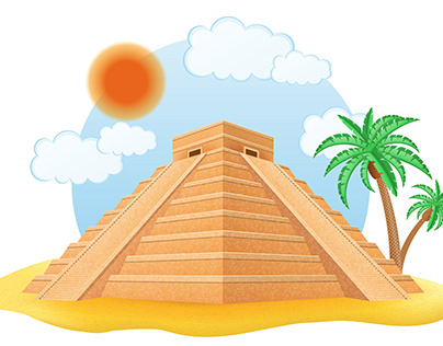 ancient mayan pyramid vector illustration