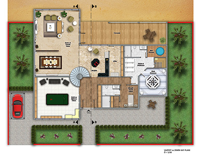 Villa Projesi Zemin Kat Planı