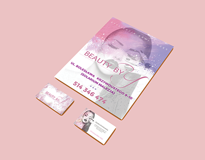 Beauty by Y business cards and poster
