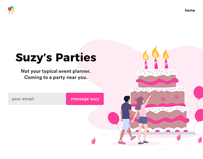 Suzy's Parties Landing Page Design