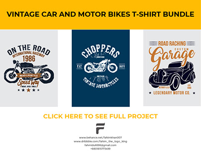 Vintage Car and Motorbike T-shirt Design Bundle