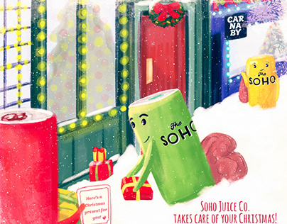 Soho juice Co. Christmas illustrations
