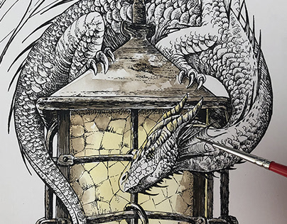 Dragon and old lantern