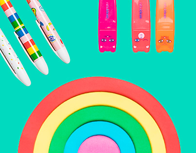 Pencils set - Rainbow sticky notes - Highlighters set