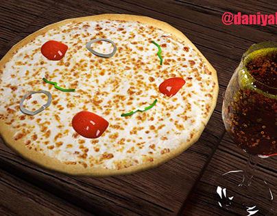 Pizza with beer 3d model