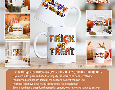 Halloween Design Bundle For Mug (Pattern Text)
