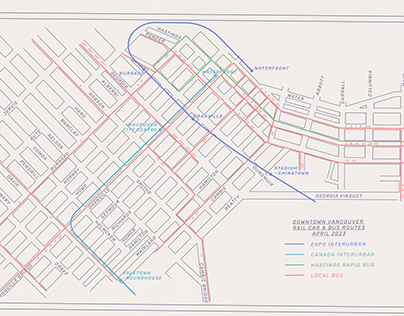 1950s Style Downtown Vancouver Transit Map