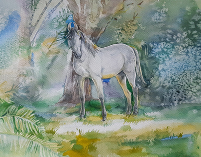 A series of watercolors "Rare horses"