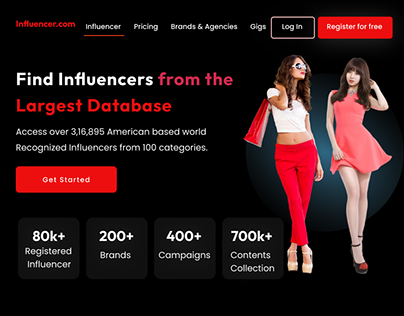 Influencer Marketing Website Landing Page UX/UI Design