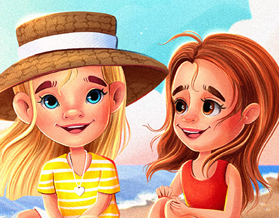 Children book illustration summer time