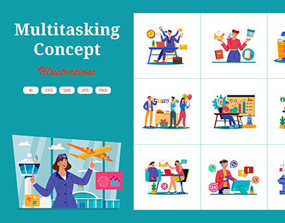 Multitasking Concept Illustration Pack