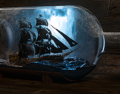 Ship inside a Bottle (similar to the Black Pearl)