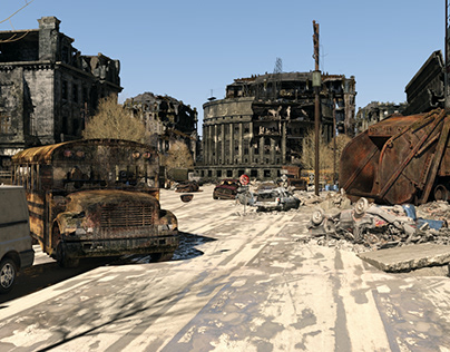Destroyed City 360 Degree View