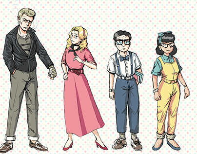 50s inspired characters design