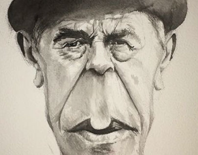 Rene Magritte Watercolor Caricature
