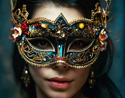 Portrait of a woman wearing a masquerade mask