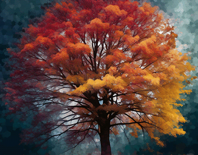 Vibrant Color Tree: Dance of Nature's Hues