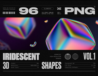 Iridescent Geometric 3D Shapes - Graphics