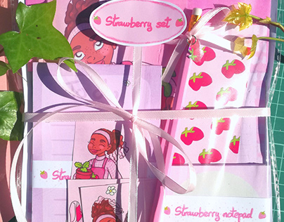 Strawberry stationery set design