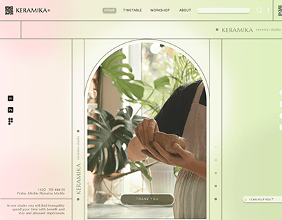 Educational website layout for ceramics studio
