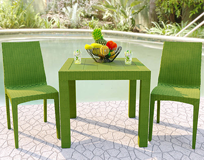 Outdoor Rattan Dining Chair and Table Set