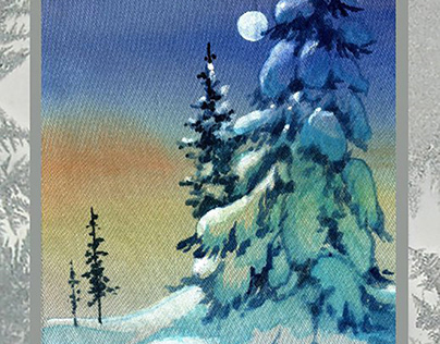 Winter landscapes. Watercolor on silk.