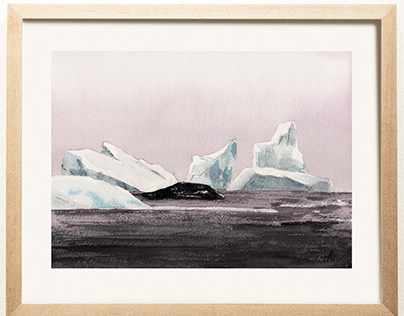 Icebergs' Silence - watercolor painting