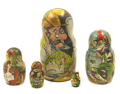 Matrioshka with heroes of the book "Findus and Pettson"