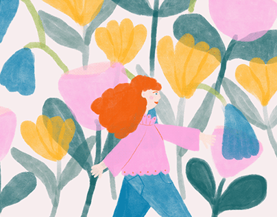 Flower Field Illustration