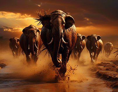 Elephants on the run: a stampede of power and grace.