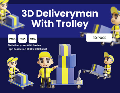 3D DELIVERYMAN WITH TROLLEY