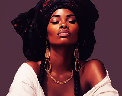 Portrait afro american woman, illustration
