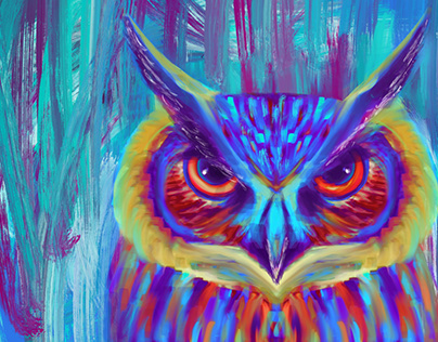 Colorful Owl para taller de arte