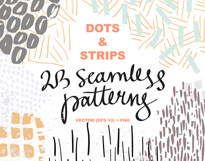 Dots and strips. 23 seamless patterns