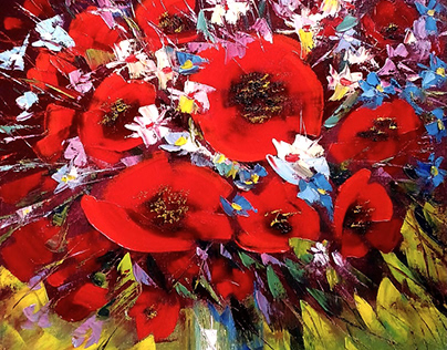 bouquet of poppies. 40x40